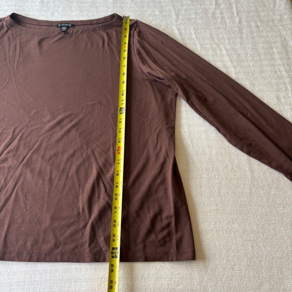 Eileen Fisher Brown Tencel Lyocell Boat Neck Long Sleeve Top XL - Picture 7 of 9